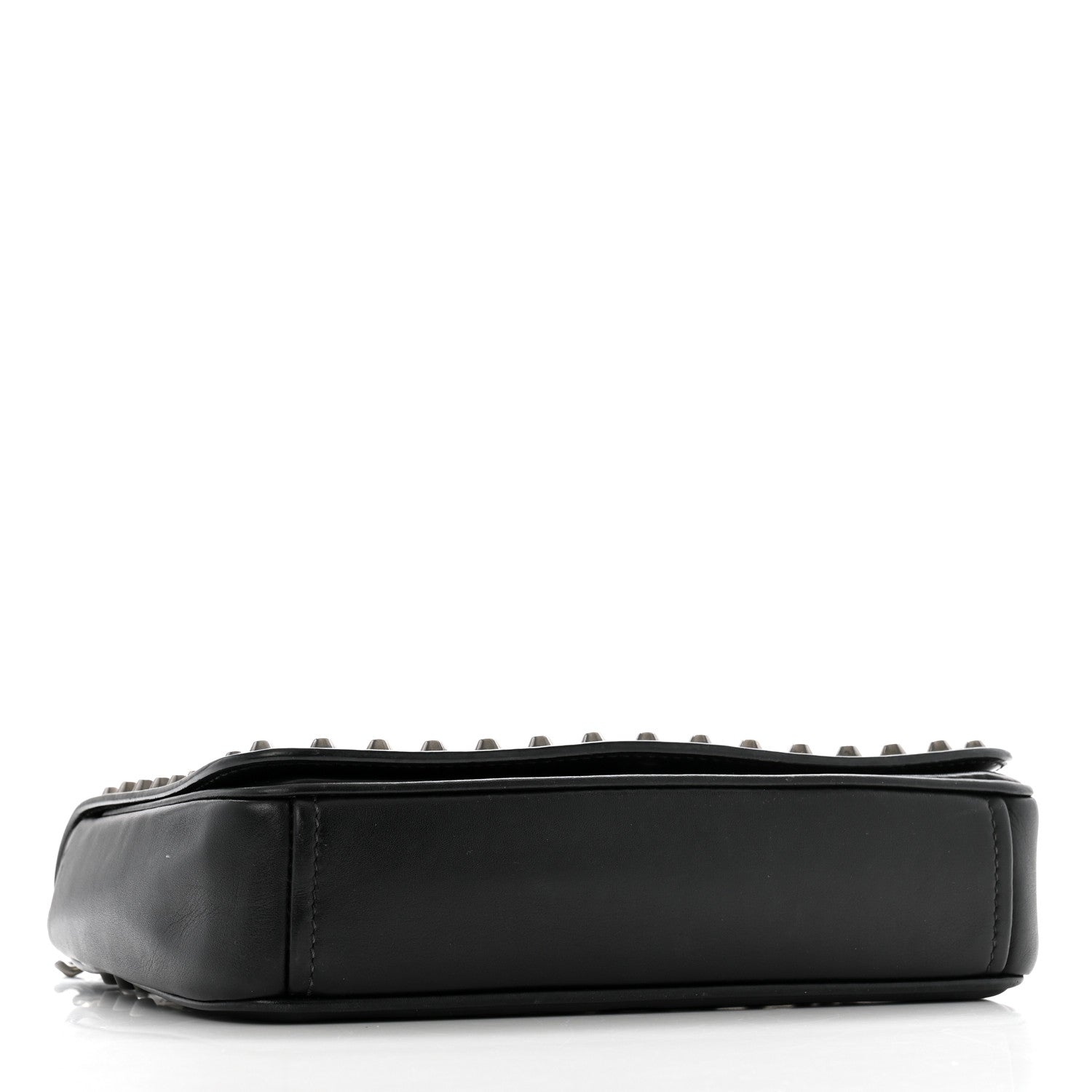 Prada Glace Calfskin Studded Crossbody White Black 4 of 13