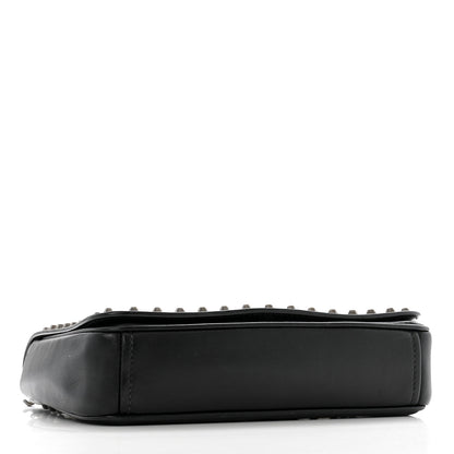 Prada Glace Calfskin Studded Crossbody White Black 4 of 13