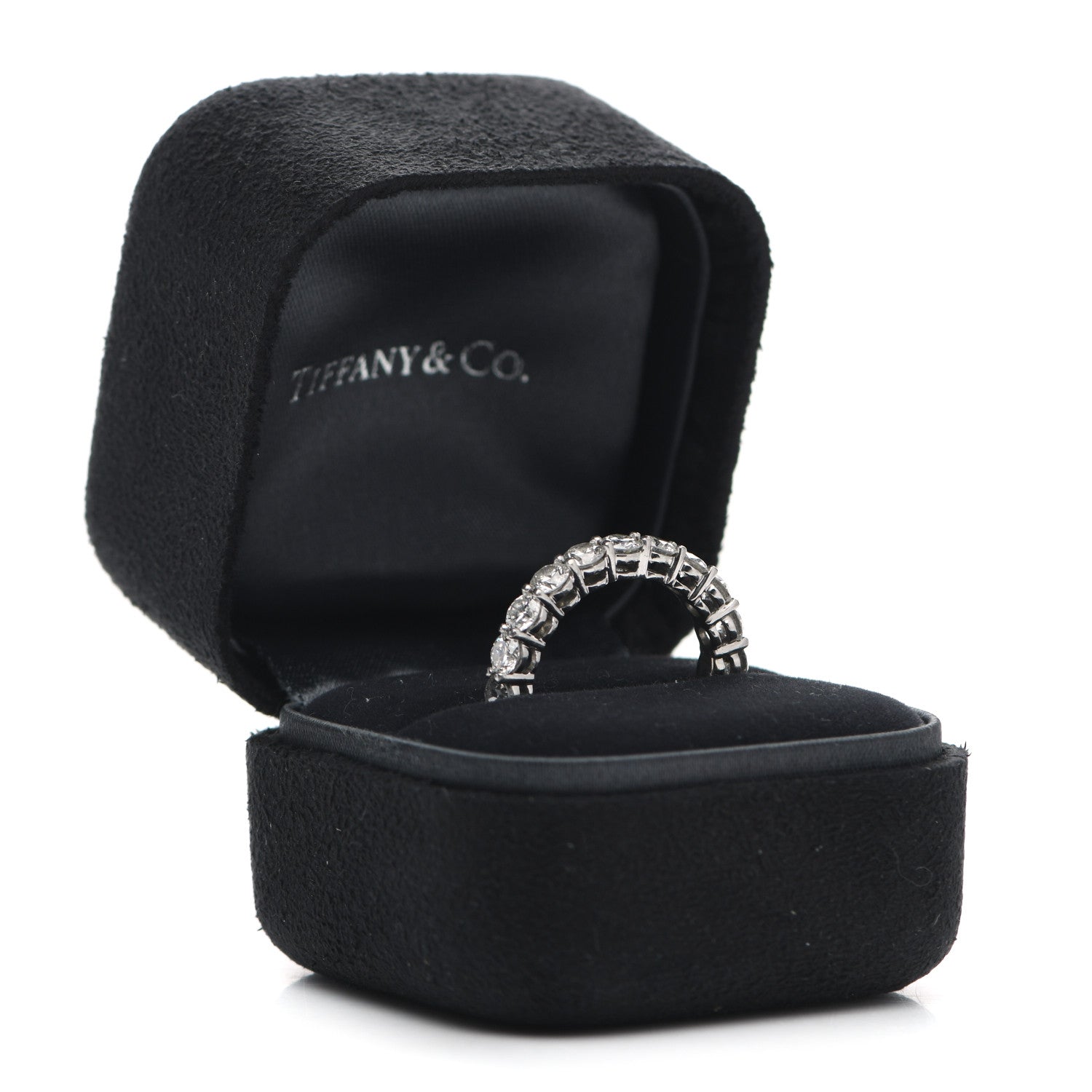 Tiffany Platinum Diamond 3.7mm Embrace Eternity Band Ring 53 6.5 6 of 6