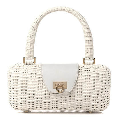 Salvatore Ferragamo Woven Handle Satchel White 1 of 12