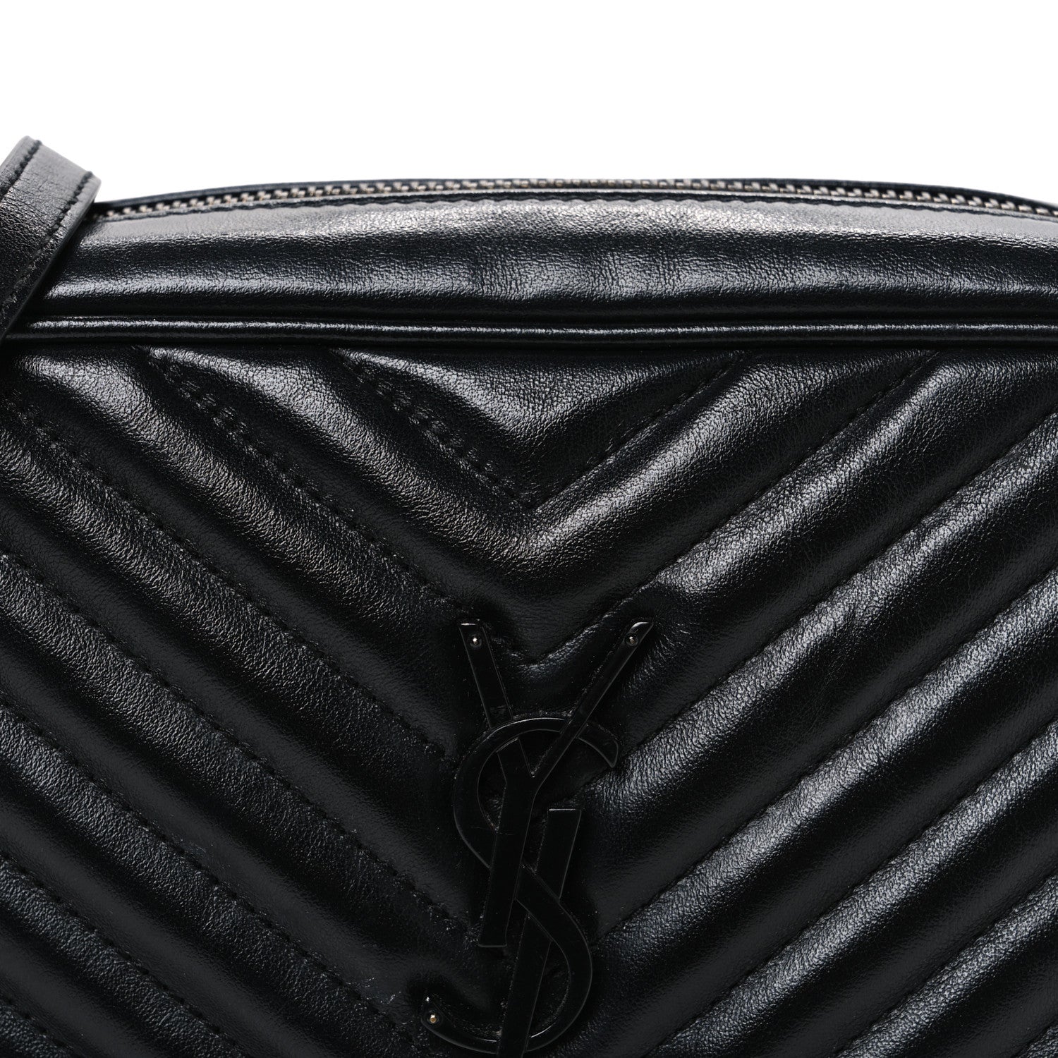 Saint Laurent Calfskin Matelasse Monogram Monochrome Lou Camera Bag Black 8 of 12