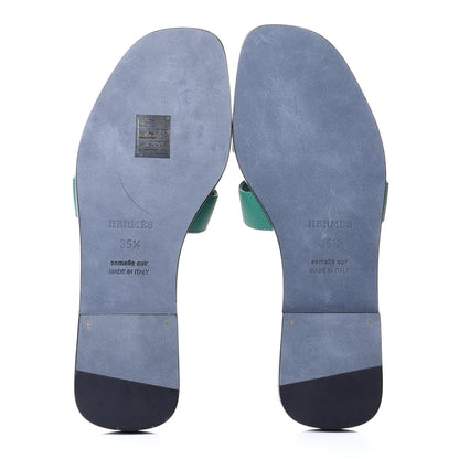Hermes Epsom Oran Sandals 35.5 Vert Emeraude 4 of 5