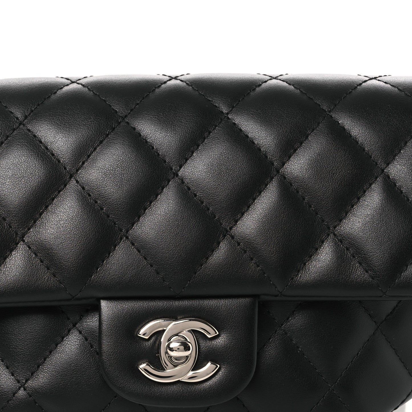 Calfskin Quilted CC Uniform Flap Belt Bag Black