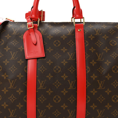 Louis Vuitton Calfskin Monogram Keepall Bandouliere 50 Coquelicot 4 of 9