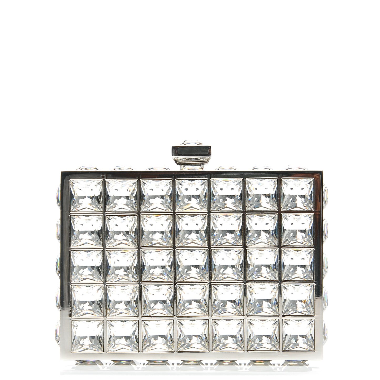 Crystal Box Clutch Silver