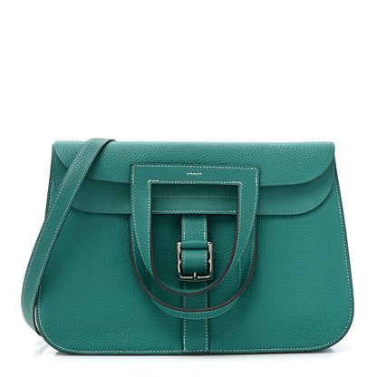 Hermes Taurillon Clemence Halzan 31 GM Vert Verone 1 of 11