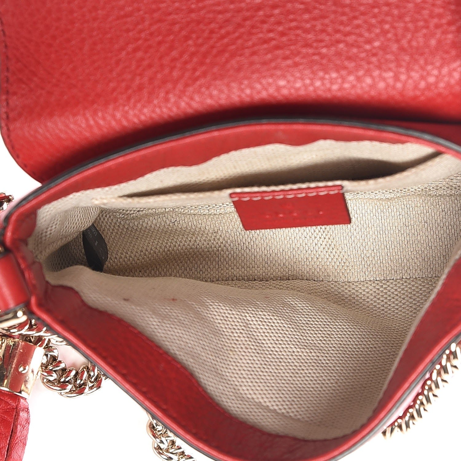 Gucci Pebbled Calfskin Small Soho Flap Crossbody Red 5 of 8