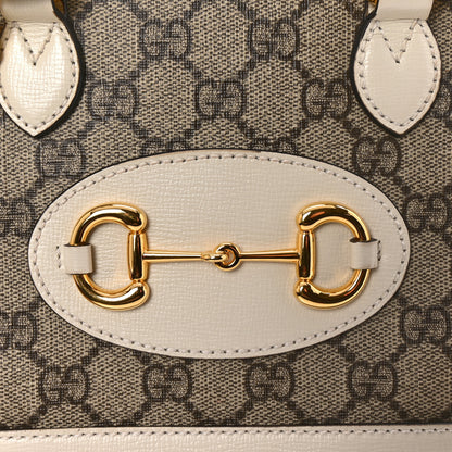 Gucci GG Supreme Monogram Azalea Calfskin Mini Horsebit 1955 Top Handle Bag Beige Ebony Mystic White 24 of 31