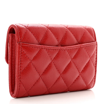 Chanel Caviar Quilted Flap Card Holder Wallet Red 3 of 8