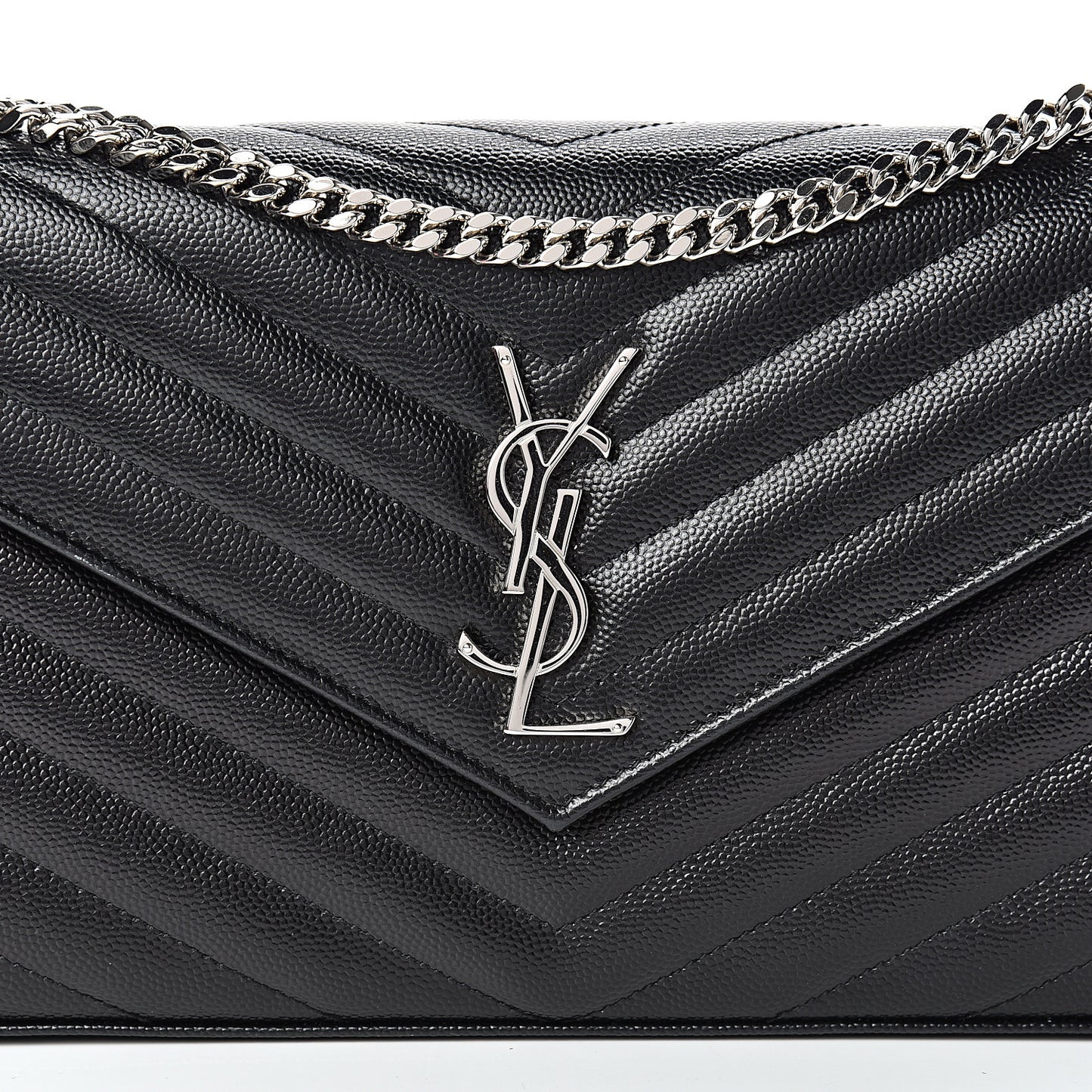 Grain De Poudre Matelasse Chevron Monogram Chain Wallet Black