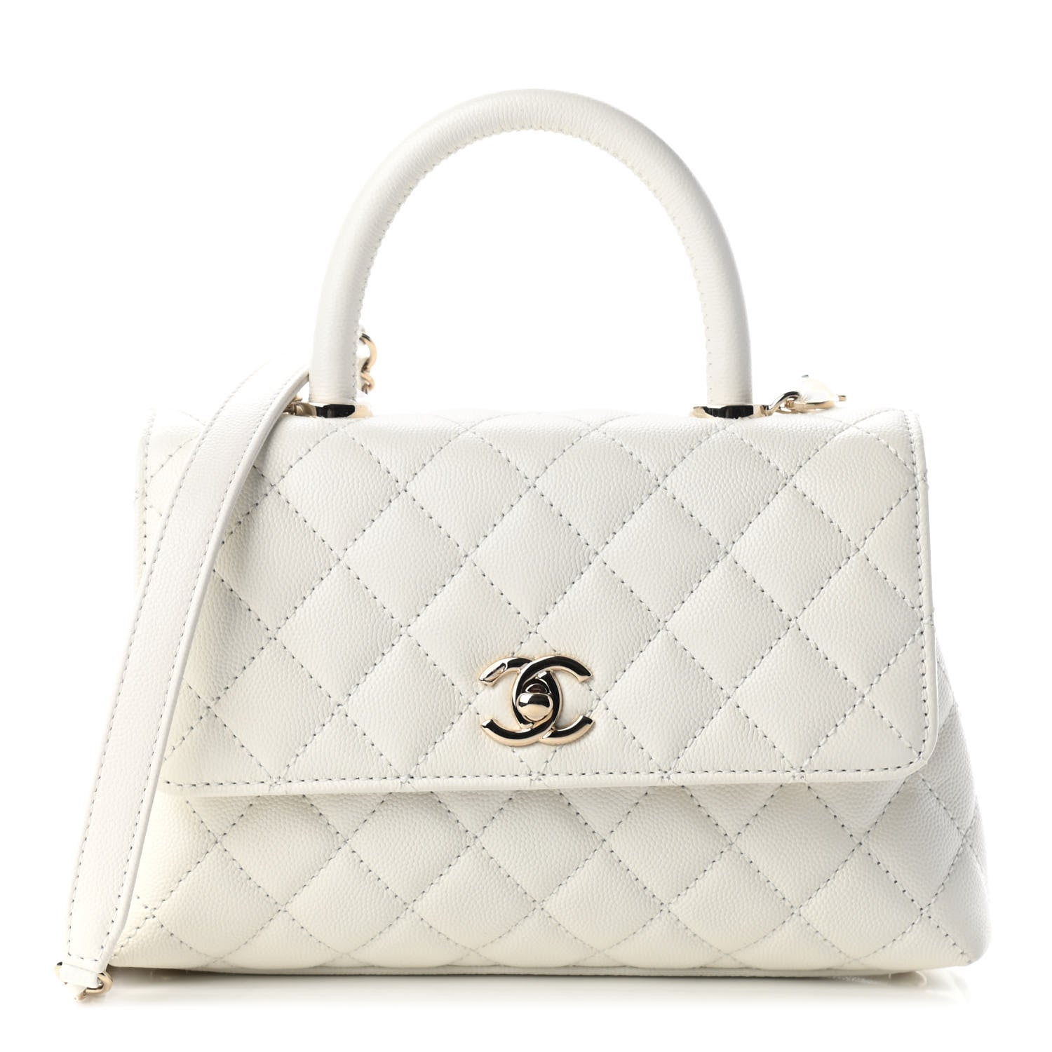 Chanel Caviar Quilted Mini Coco Handle Flap White 1 of 9