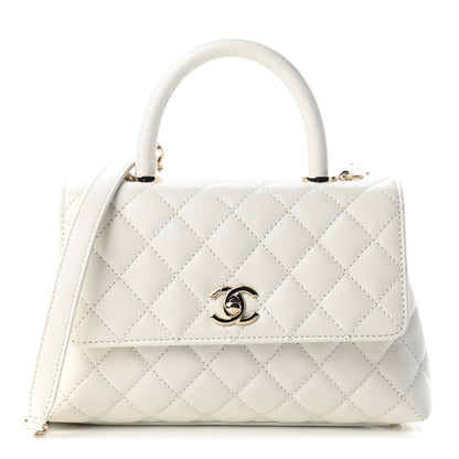 Chanel Caviar Quilted Mini Coco Handle Flap White 1 of 9