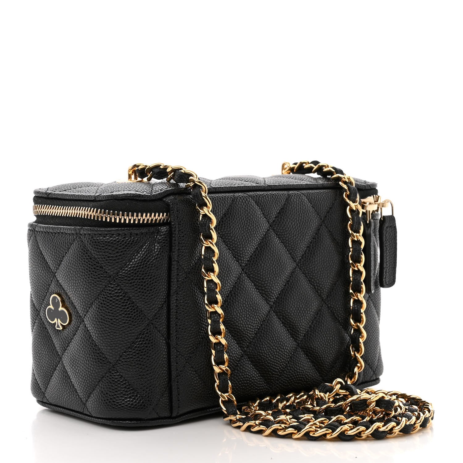 Chanel Caviar Quilted Enamel Coco Casino Small Vanity Case With Chain Black 3 of 15