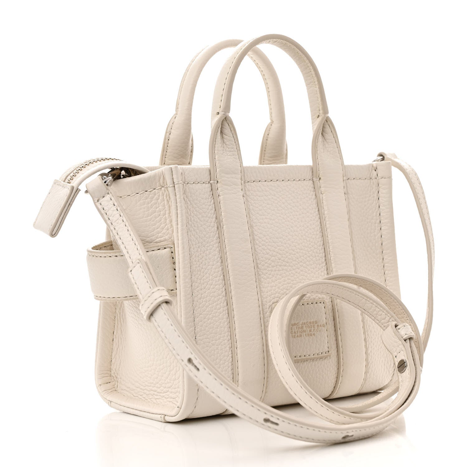 Marc Jacobs Grained Calfskin Mini The Tote Bag Cotton Silver 5 of 21