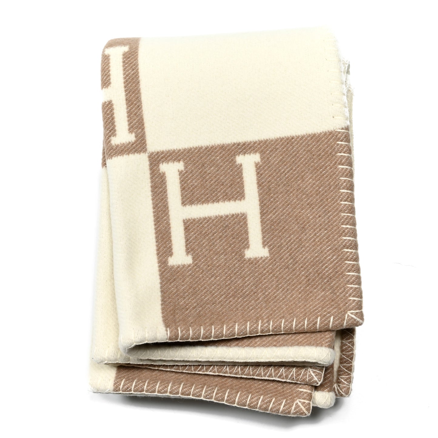 Wool Cashmere Avalon Baby Blanket Noisette Moyen White