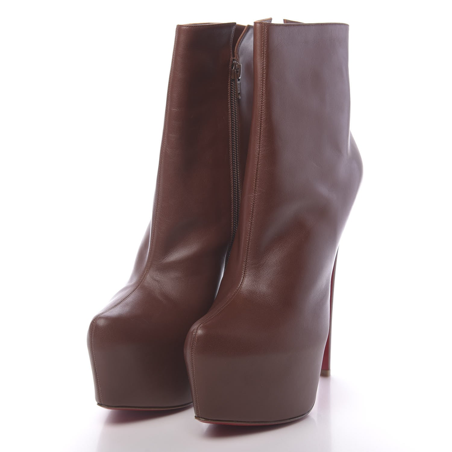 Christian Louboutin Calfskin Daf Booty 160 Ankle Boots 40.5 Chataigne 3 of 10