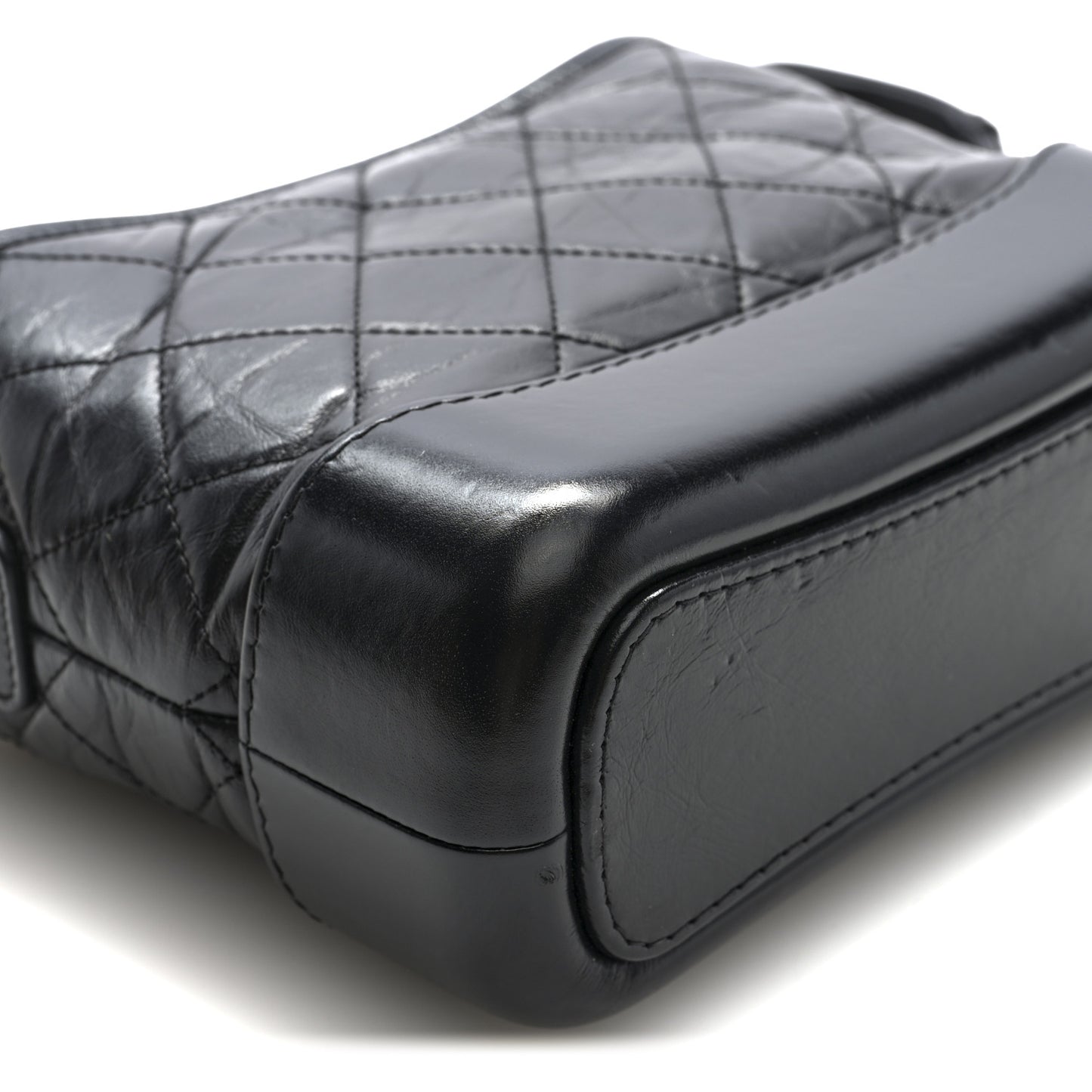 Aged Calfskin Quilted Small Gabrielle Logo Hobo Black