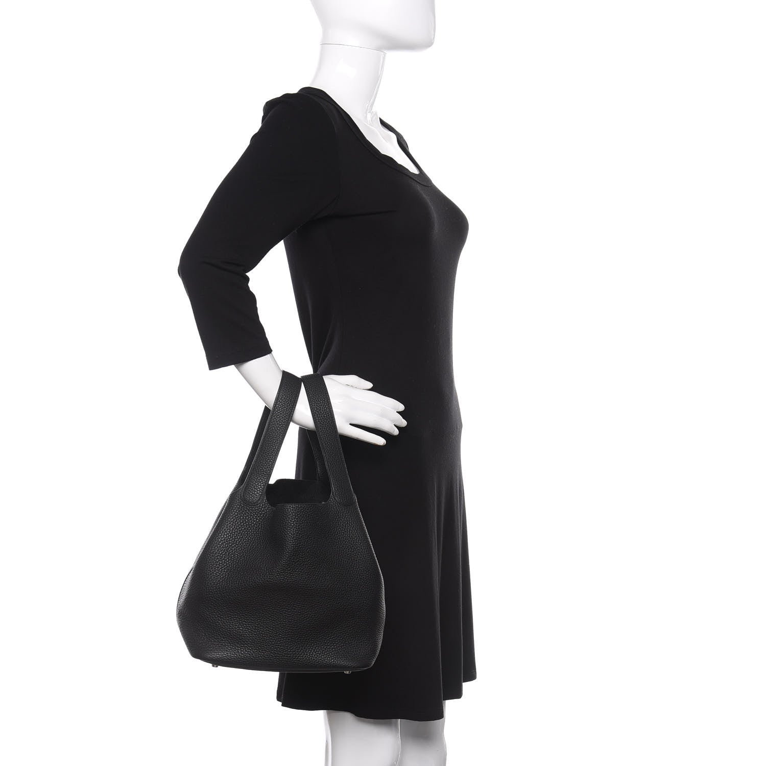 Hermes Taurillon Clemence Picotin Lock 22 MM Black 2 of 9