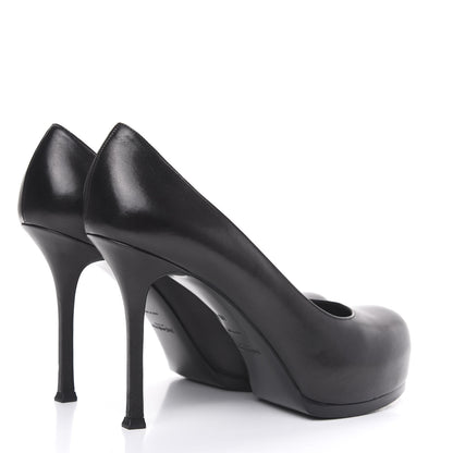 Saint Laurent Calfskin Tribtoo 80 Platform Pumps 40 Black 4 of 10
