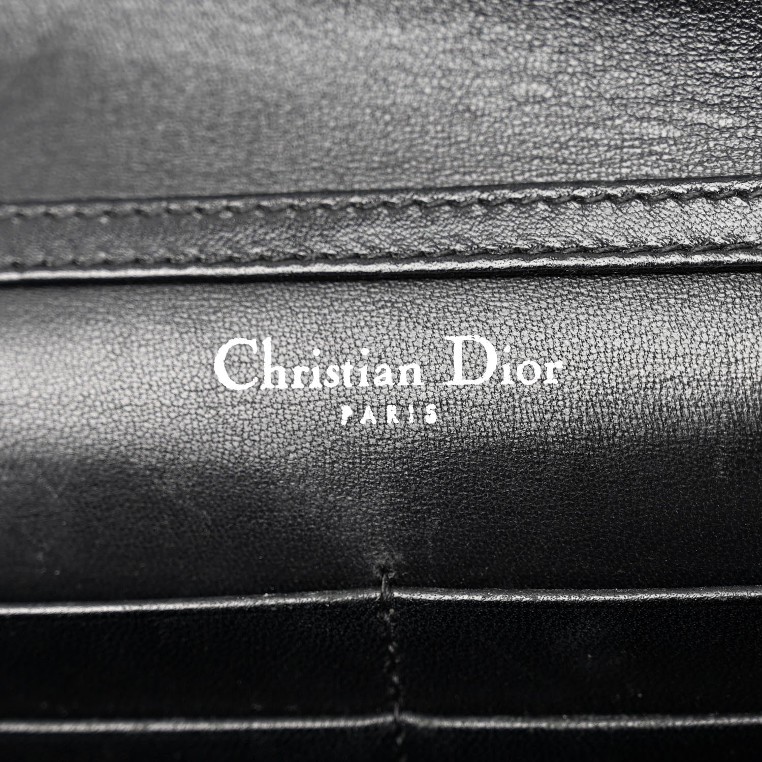 Christian Dior Grained Calfskin Diorama Wallet on Chain Pouch Black 6 of 9