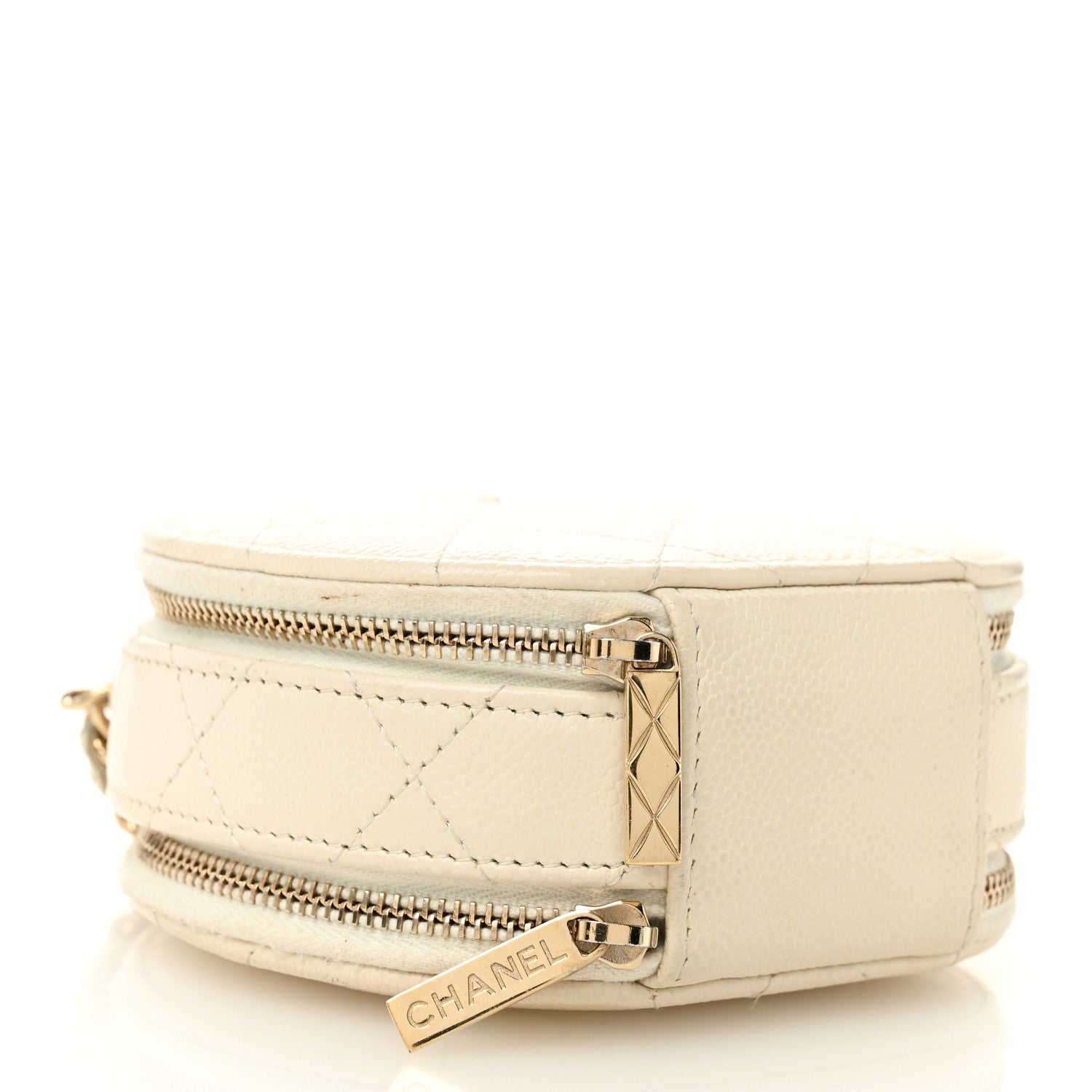 Chanel Caviar Quilted Round Handle With Care Vanity With Chain White 4 of 15