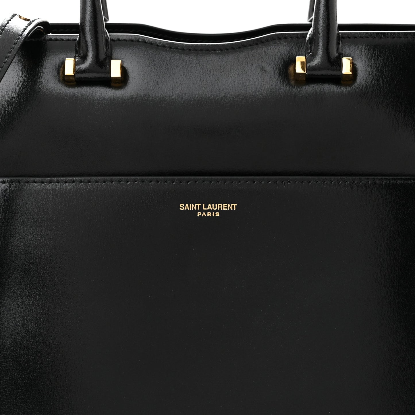 SAINT LAURENT Shiny Calfskin Small Uptown Tote Black