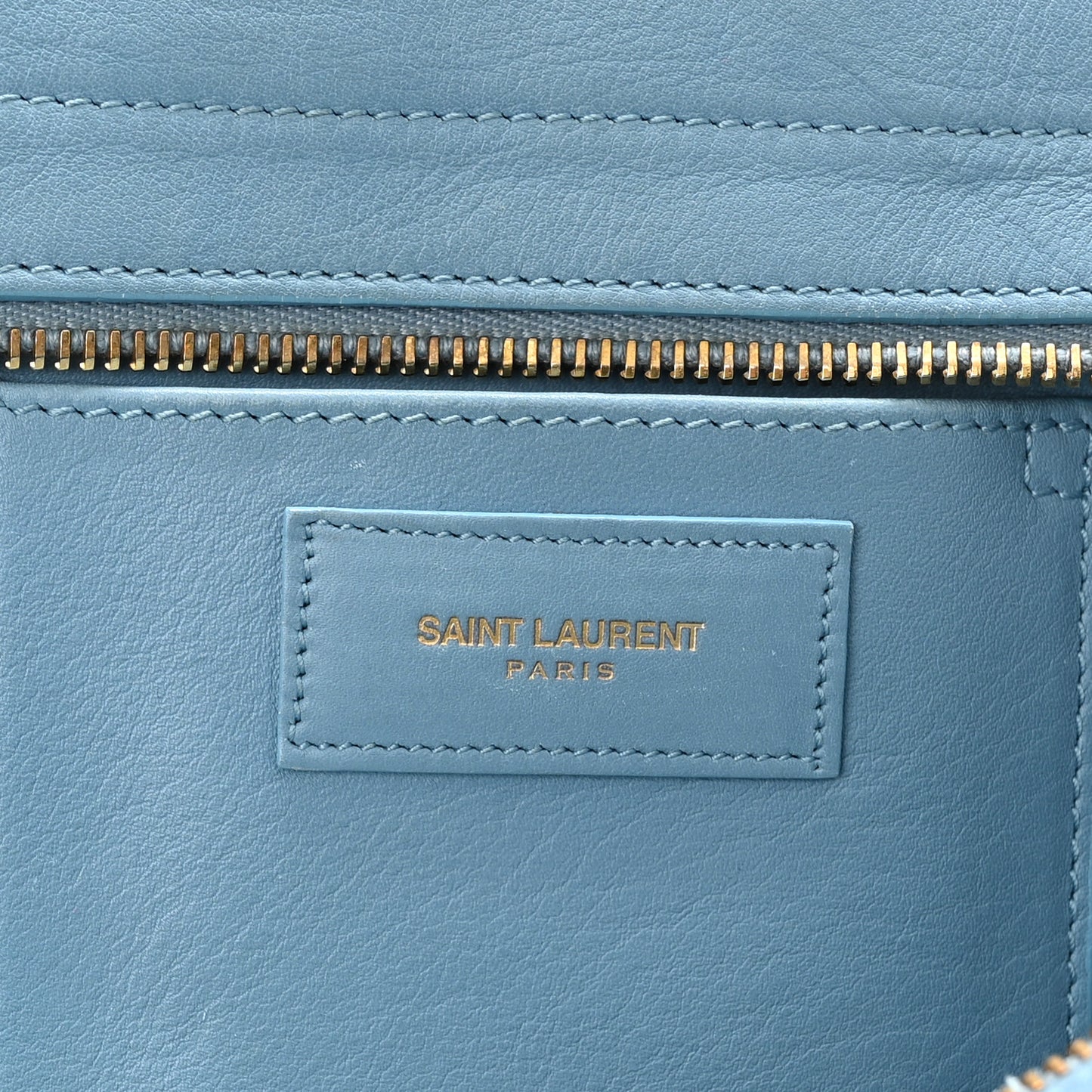 Calfskin Small Classic Y Cabas Blue Glacier