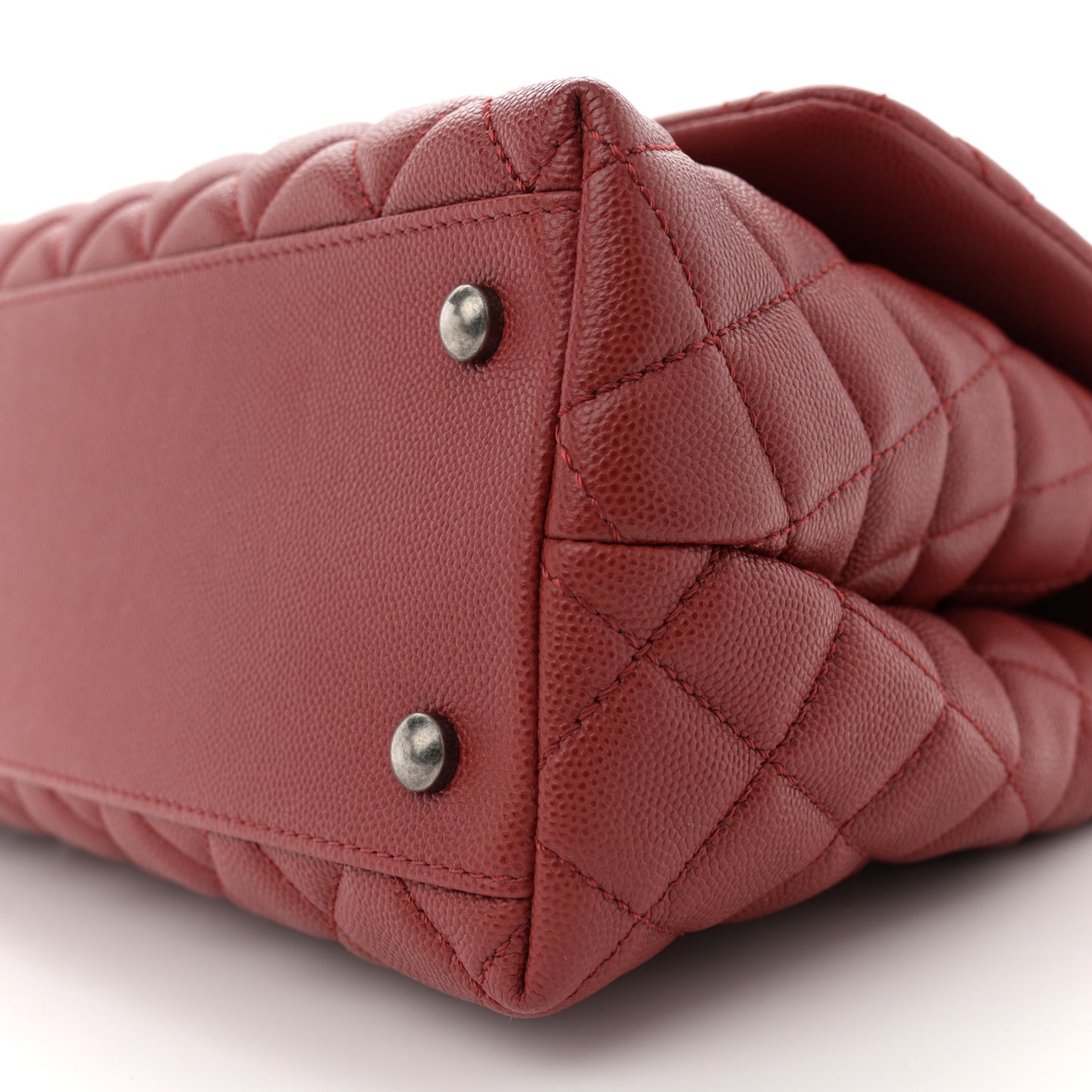 Caviar Quilted Small Coco Handle Flap Red