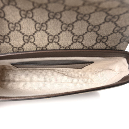 Gucci GG Supreme Monogram Textured Dollar Calfskin Web Mini Ophidia Envelope Shoulder Bag Beige Ebony New Acero 5 of 11
