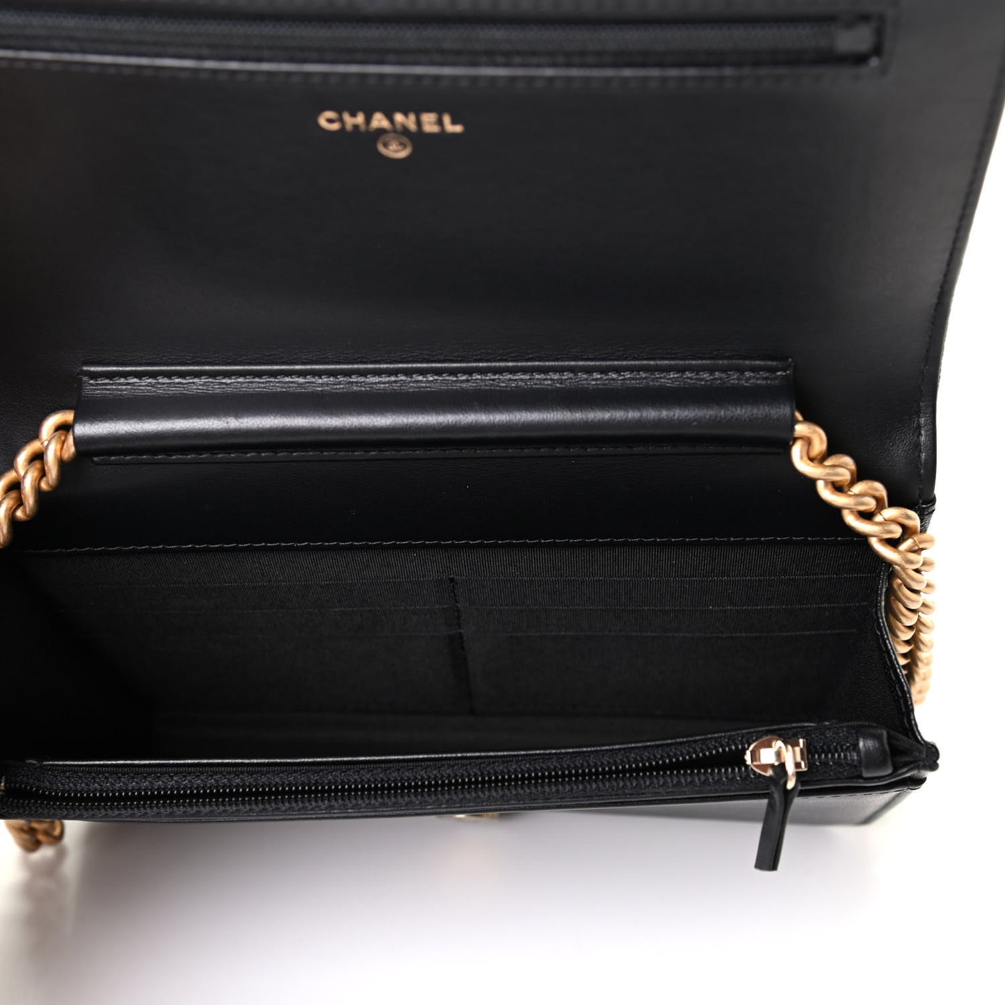 Caviar Quilted Boy Wallet On Chain WOC Black