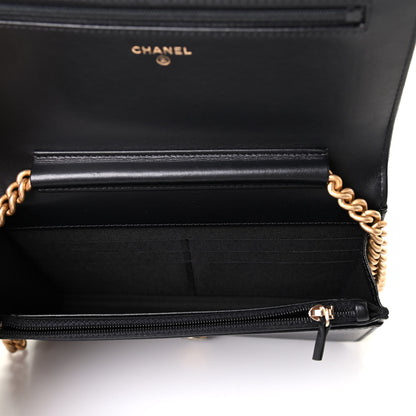 Chanel Caviar Quilted Boy Wallet On Chain WOC Black 4 of 4