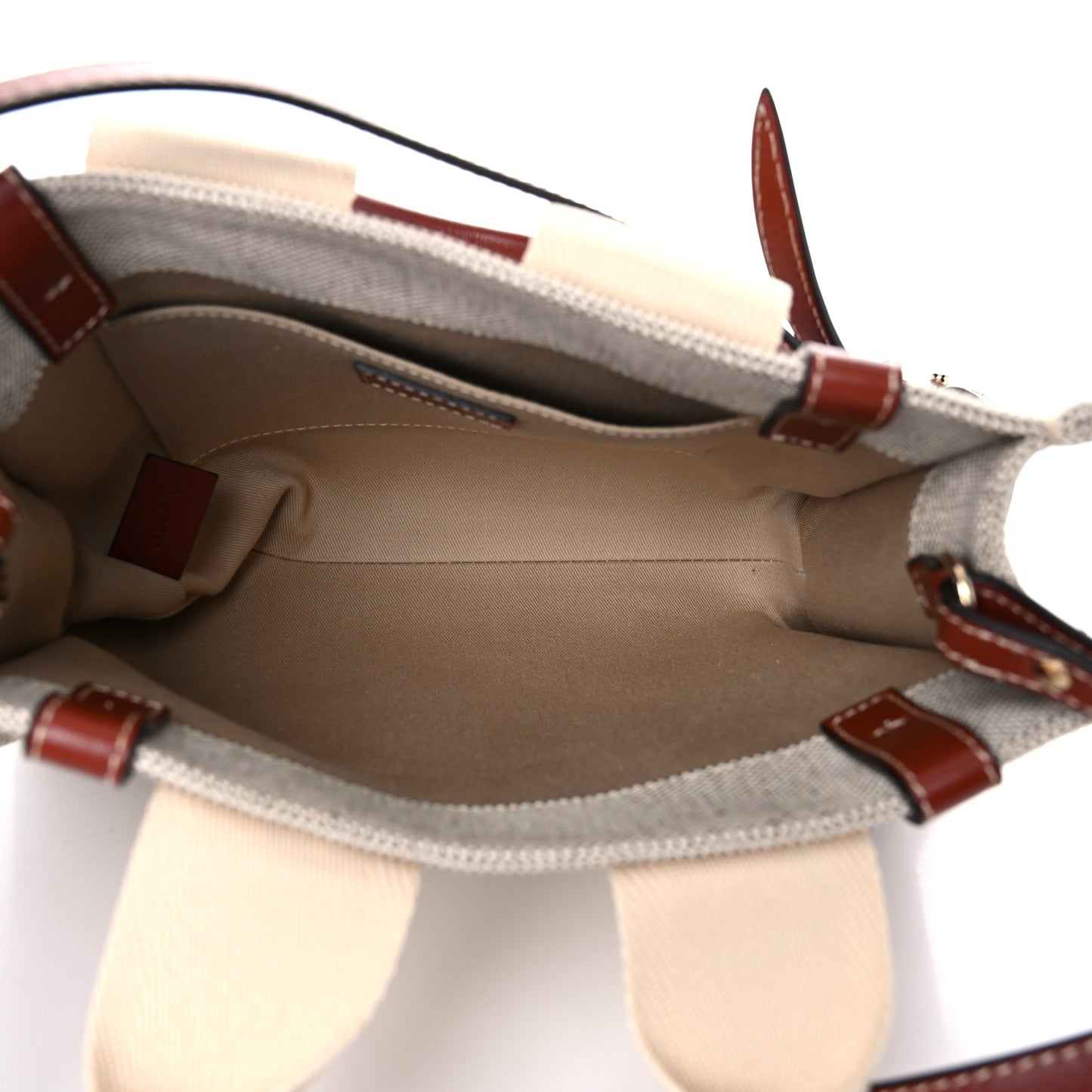 Cotton Calfskin Small Woody Ribbon Tote With Strap White Brown
