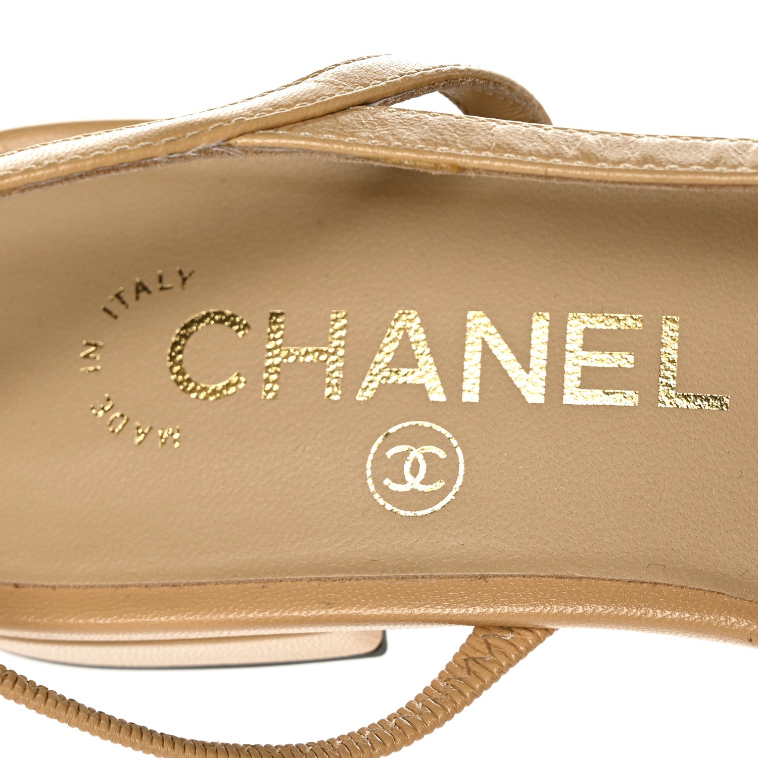 Chanel Lambskin Grosgrain Cap Toe CC Slingback Sandals 37 Beige Black 7 of 8