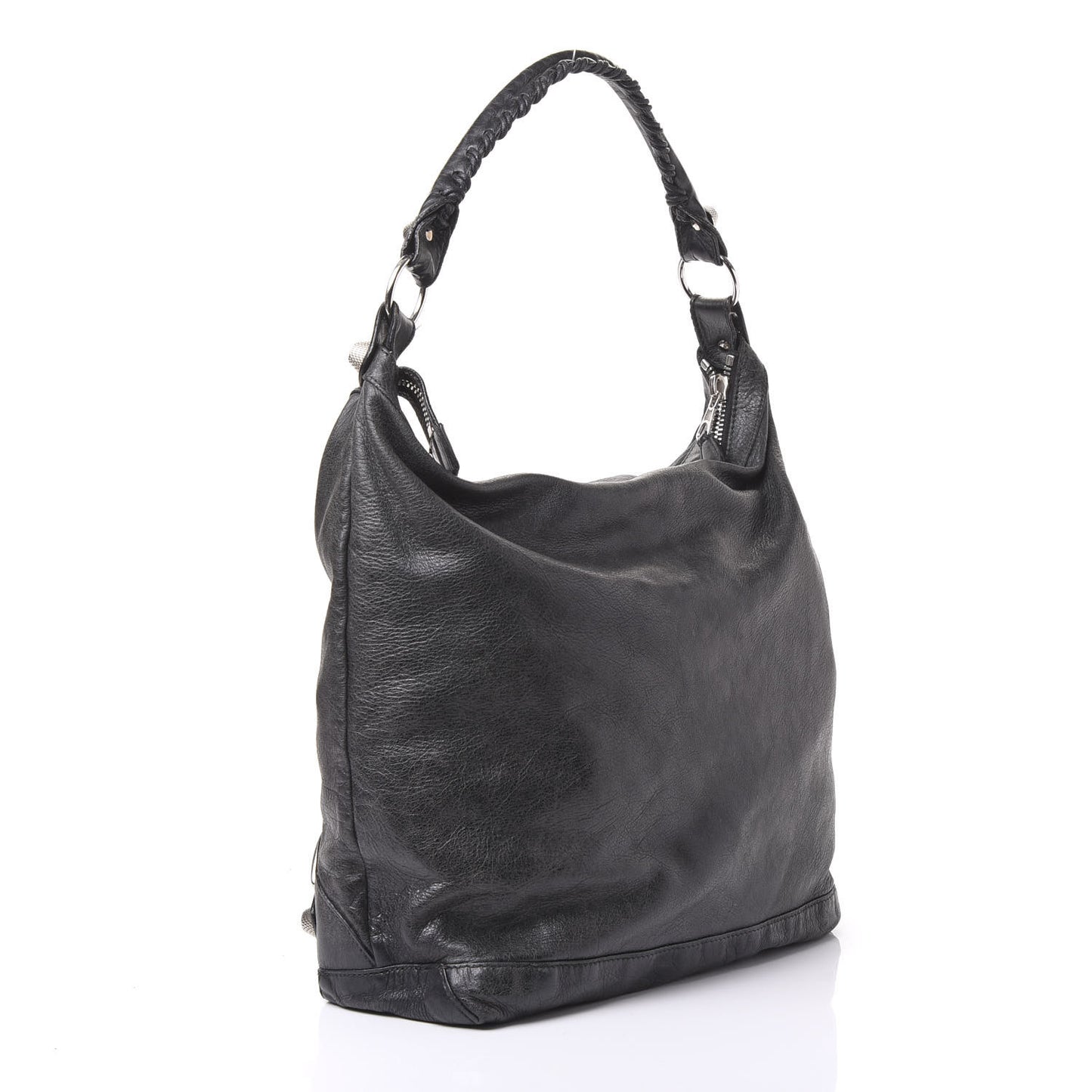 Agneau Giant 21 Silver Hardware Day Hobo Black