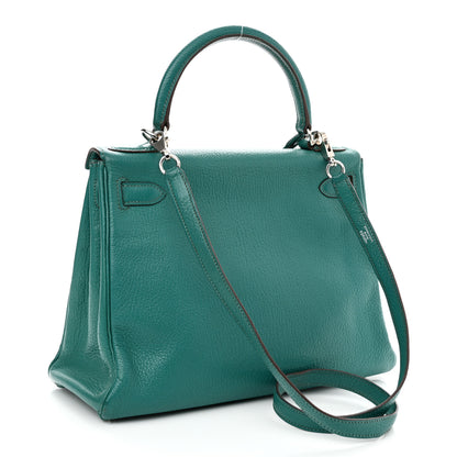 Hermes Chevre De Coromandel Kelly Retourne 28 Bleu Paon 3 of 20