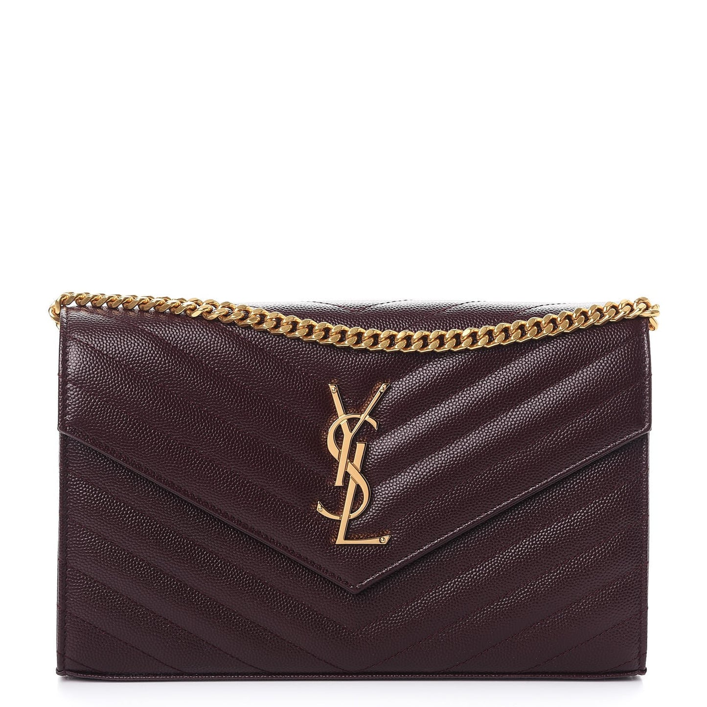 Grain De Poudre Matelasse Chevron Monogram Chain Wallet Amaranto