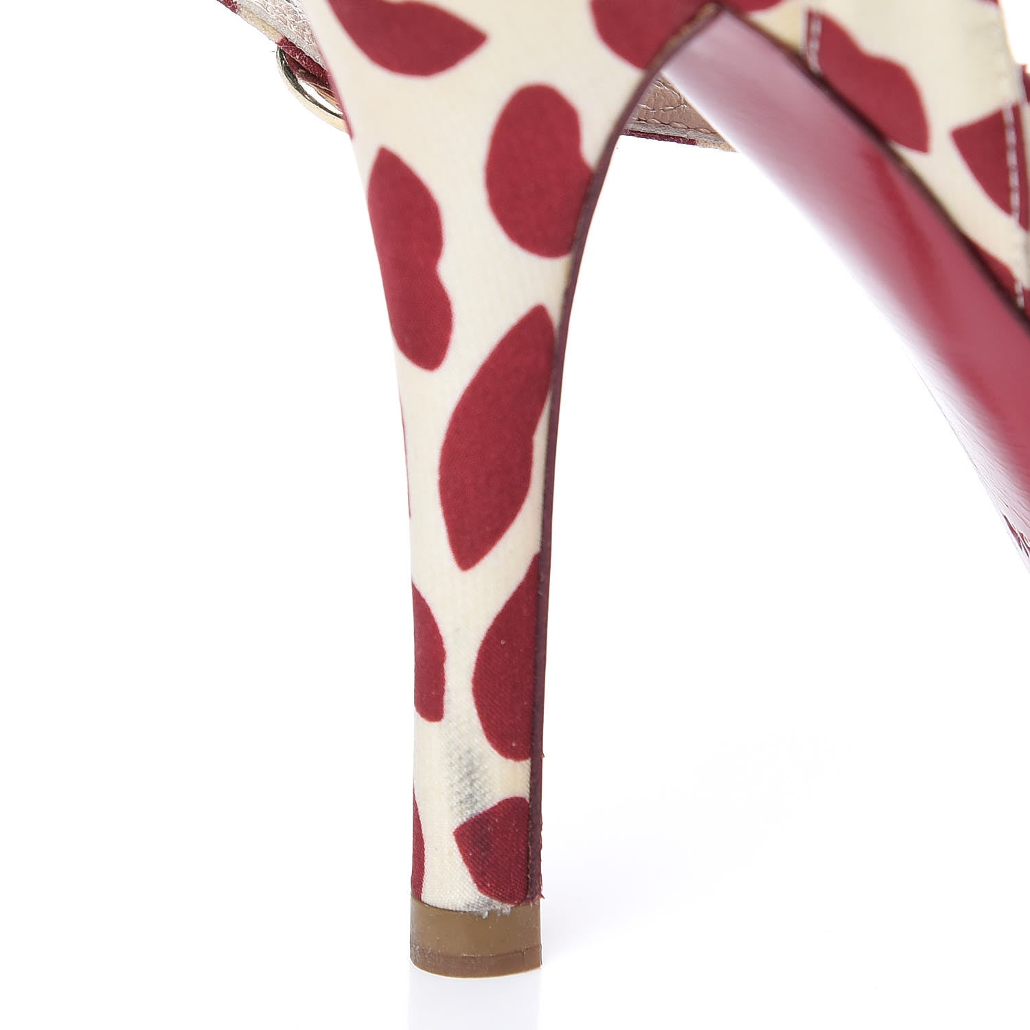 Saint Laurent Canvas Lip Print Eva 95 Cross Sandals 35.5 Cherry 9 of 9