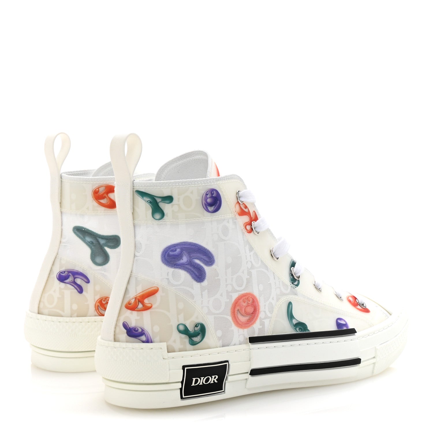 Christian Dior X KENNY SCHARF Technical Canvas Oblique Patch Mens B23 High Top Sneakers  42 White Blue 5 of 10