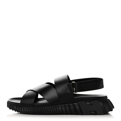 Hermes Calfskin Goatskin Mens Electric Sandals 42.5 Black 1 of 13