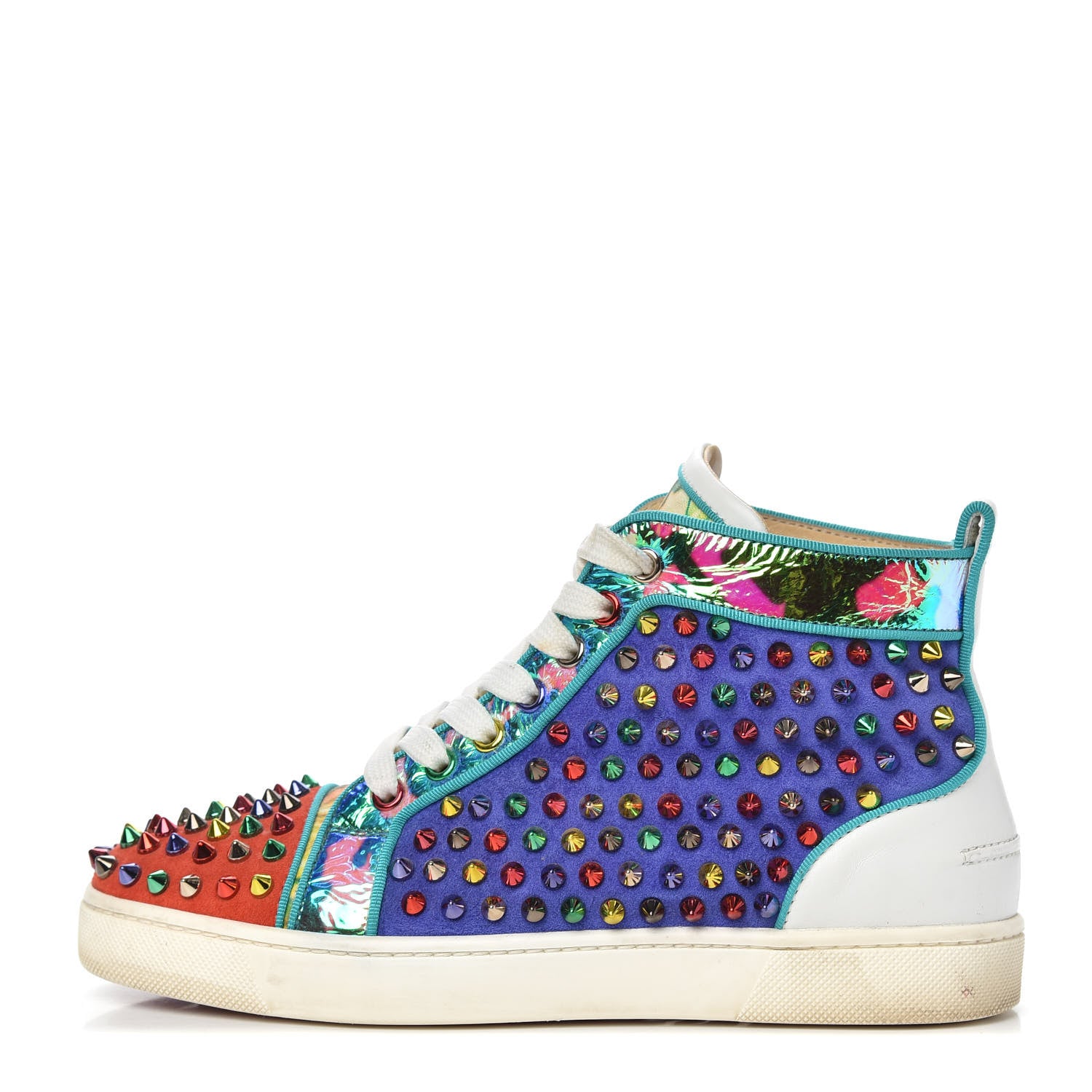 Christian Louboutin Suede Nappa Louis Pik Pik Orlato Flat Spikes Sneakers 37.5 Multicolor 1 of 8