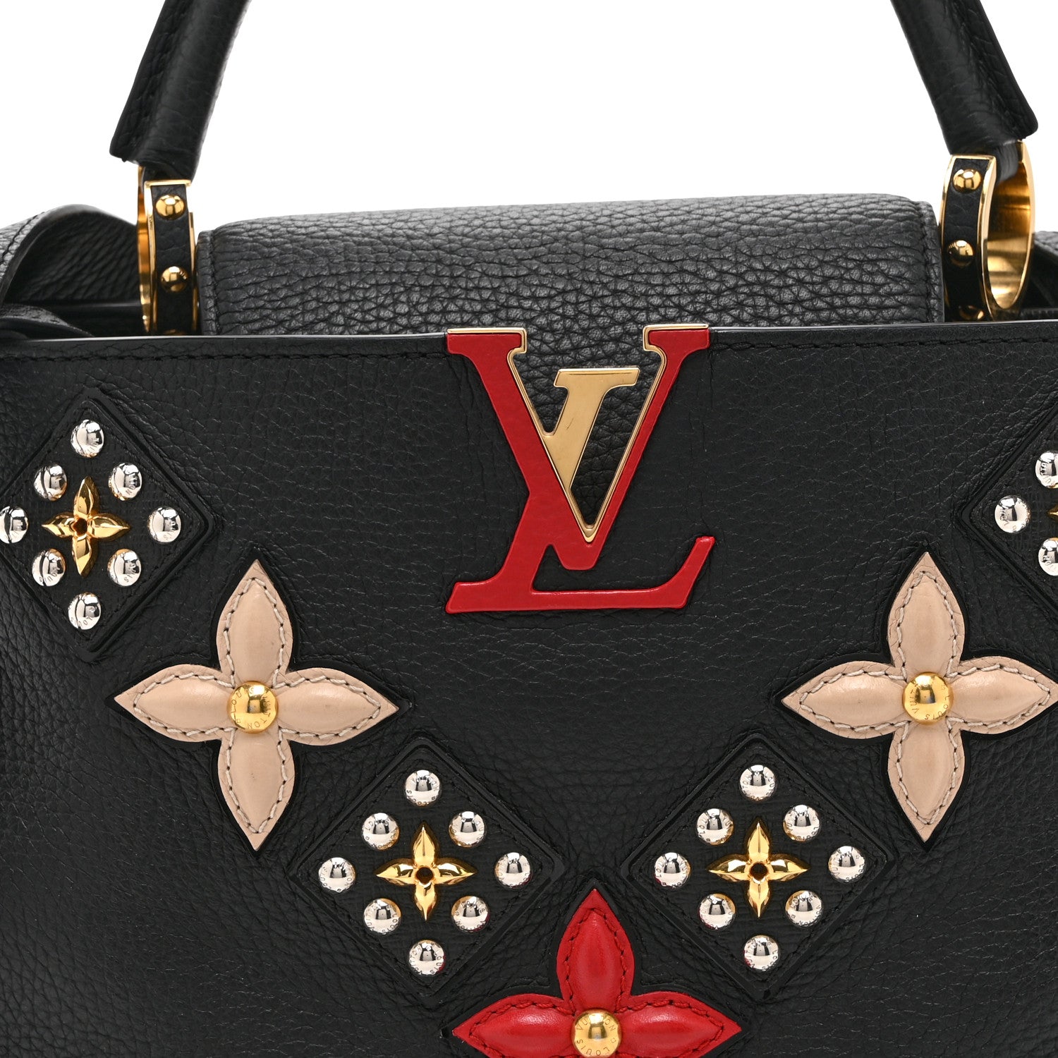 Louis Vuitton Taurillon Mechanical Flowers Smile Capucines PM Black 6 of 8