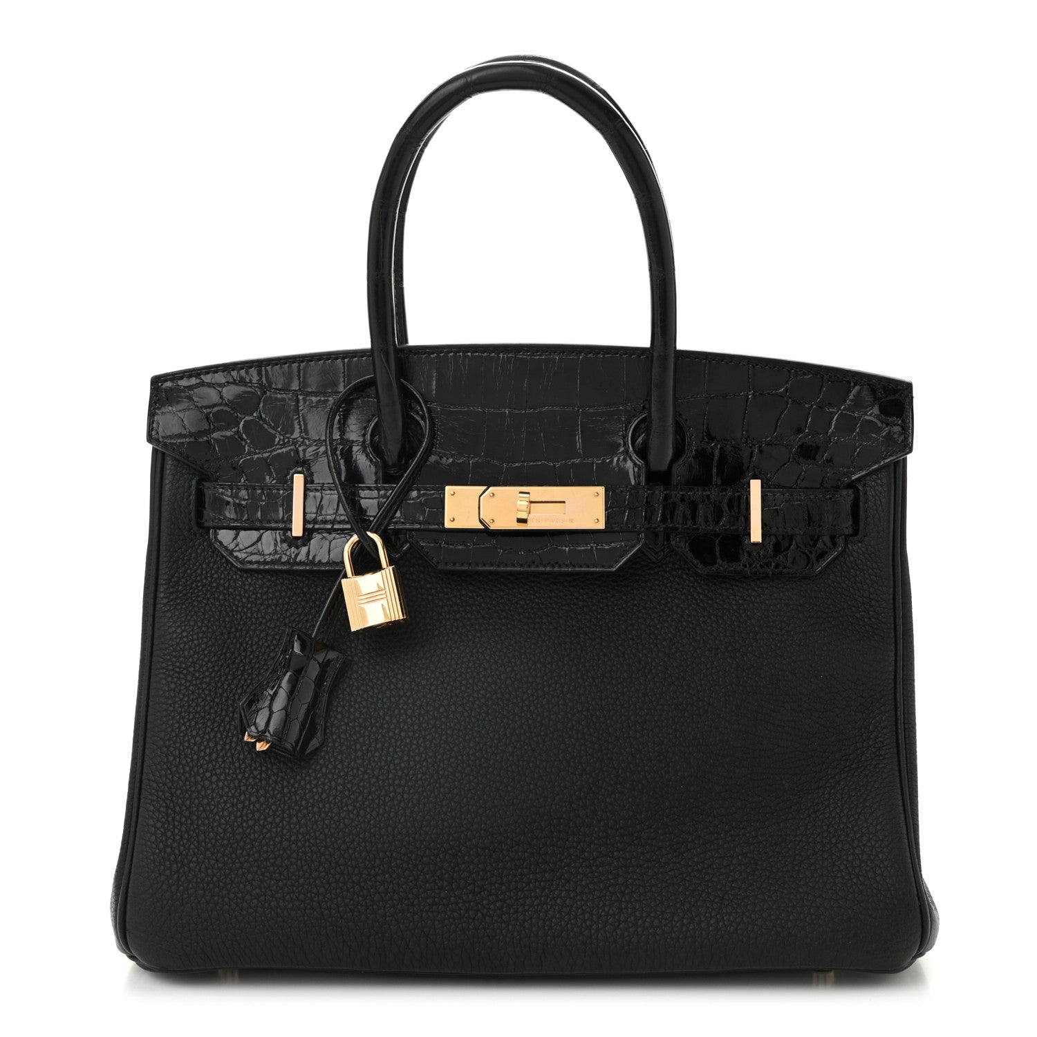 Hermes Togo Shiny Niloticus Crocodile Birkin Touch 30 Black 1 of 10