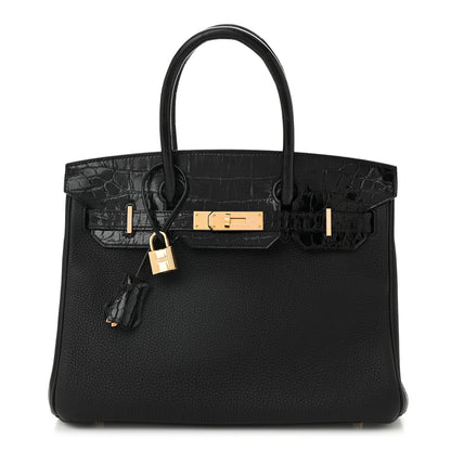 Hermes Togo Shiny Niloticus Crocodile Birkin Touch 30 Black 1 of 10