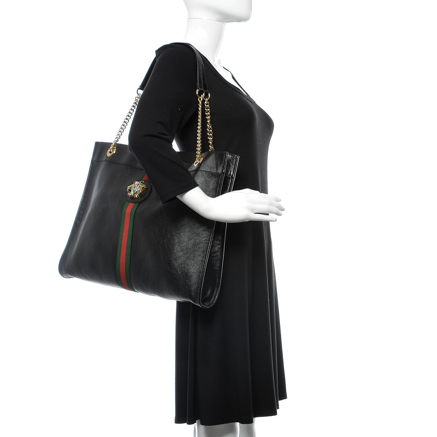 Gucci Calfskin Large Rajah Chain Tote Black 2 of 6