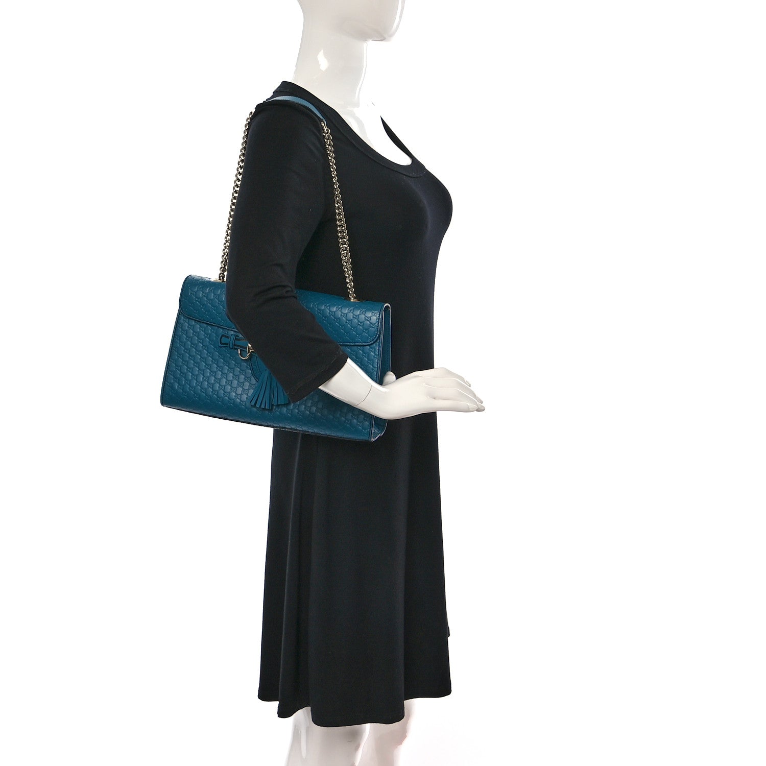 Gucci Soft Microguccissima Medium Emily Chain Shoulder Bag Deep Cobalt 2 of 9