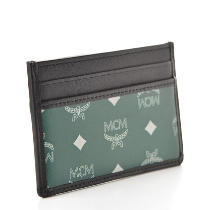 MCM Calfskin Nylon Reflective Mini Card Case Eden 3 of 7