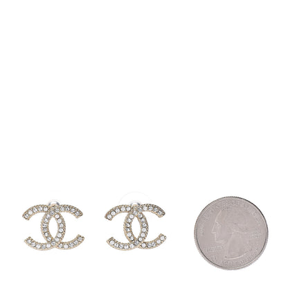 Chanel Crystal CC Earrings Gold 2 of 5