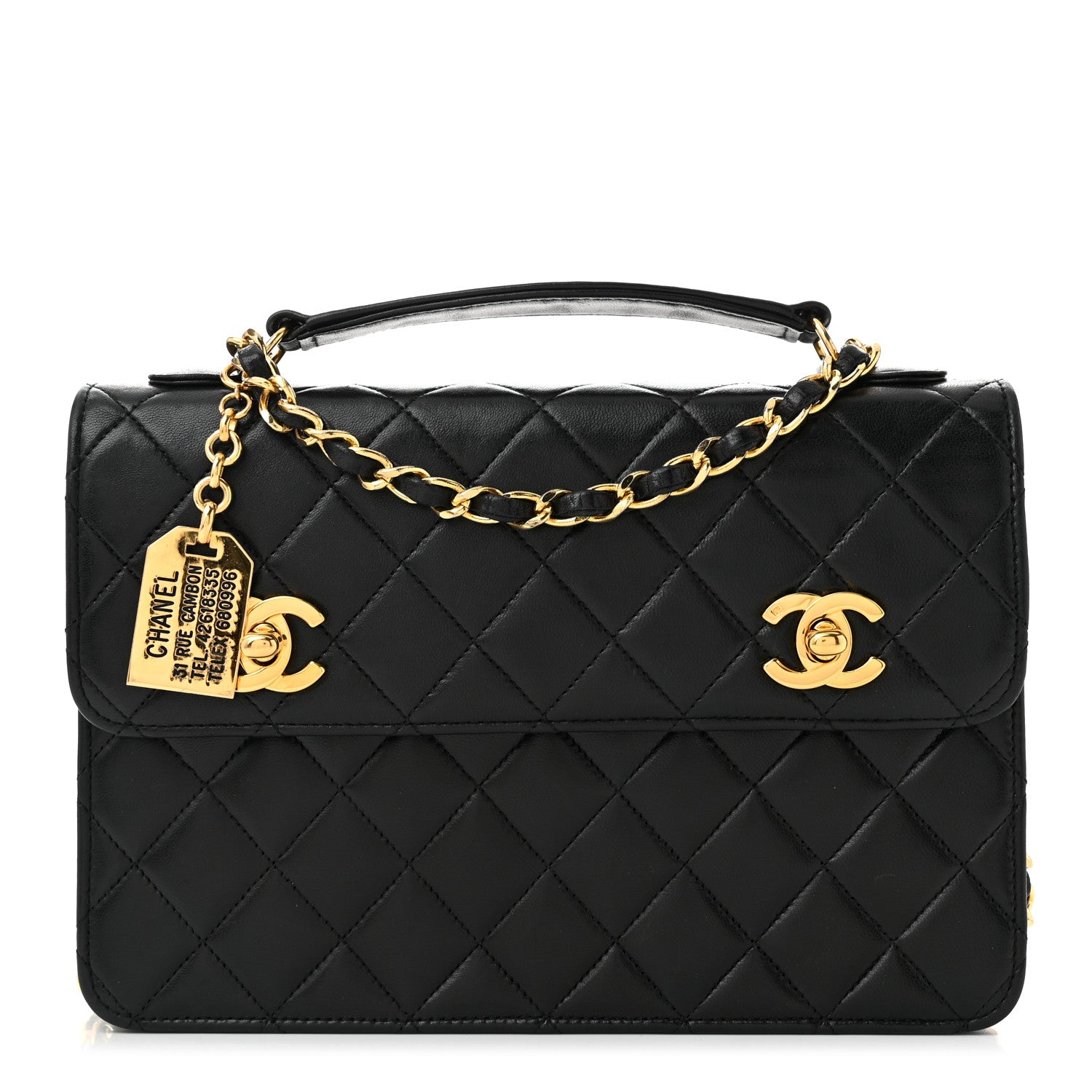 Chanel Lambskin Quilted Briefcase Satchel Black 1 of 10