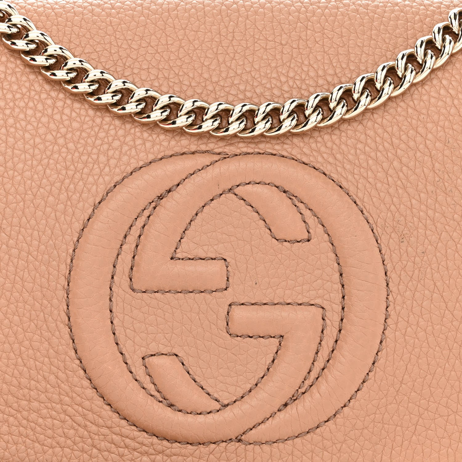 Gucci Pebbled Calfskin Medium Soho Flap Crossbody Camelia 10 of 12