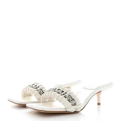 Givenchy Woven Lambskin G Chain 50mm Kitten Heel Sandals 36.5 Ivory 3 of 10